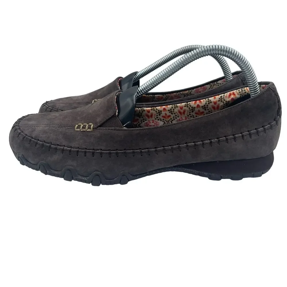 Skechers Relaxed Biker Pedestrian Suede Chocolate Brown Flats Loafers Womens 10